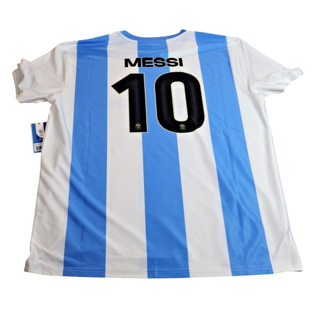 Argentina Shirt Mens Large Messi‎ 10 Blue White Soccer Jersey AFA Official